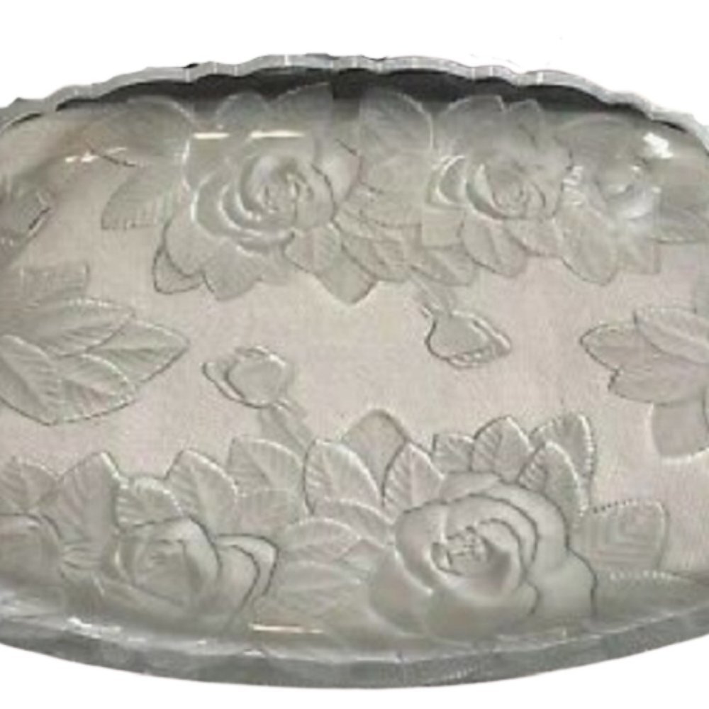 Vintage Home Beautiful Crystal Rose handled 13" Tray